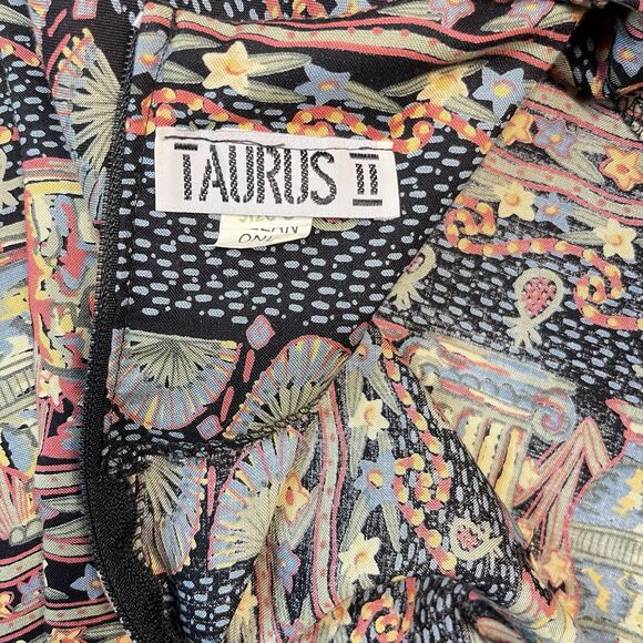 Vtg 90s Taurus Colorful‎ geometric Pleated Fit & Flare Dress Sz 6 - Picture 4 of 9